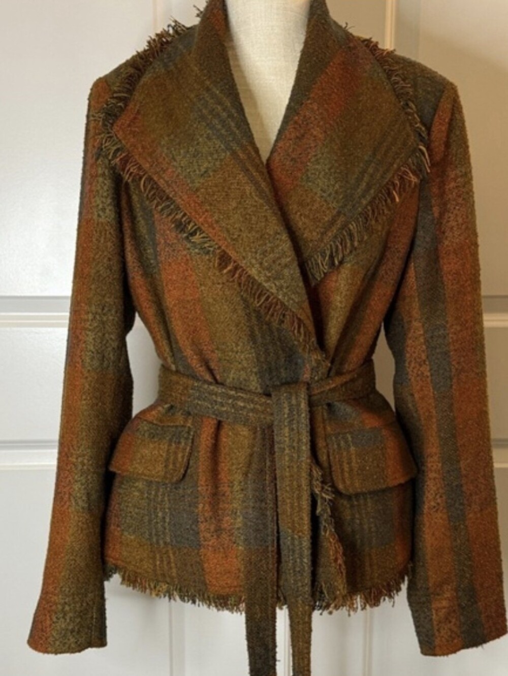 Cartonnier Multicolor Plaid Belted Blazer